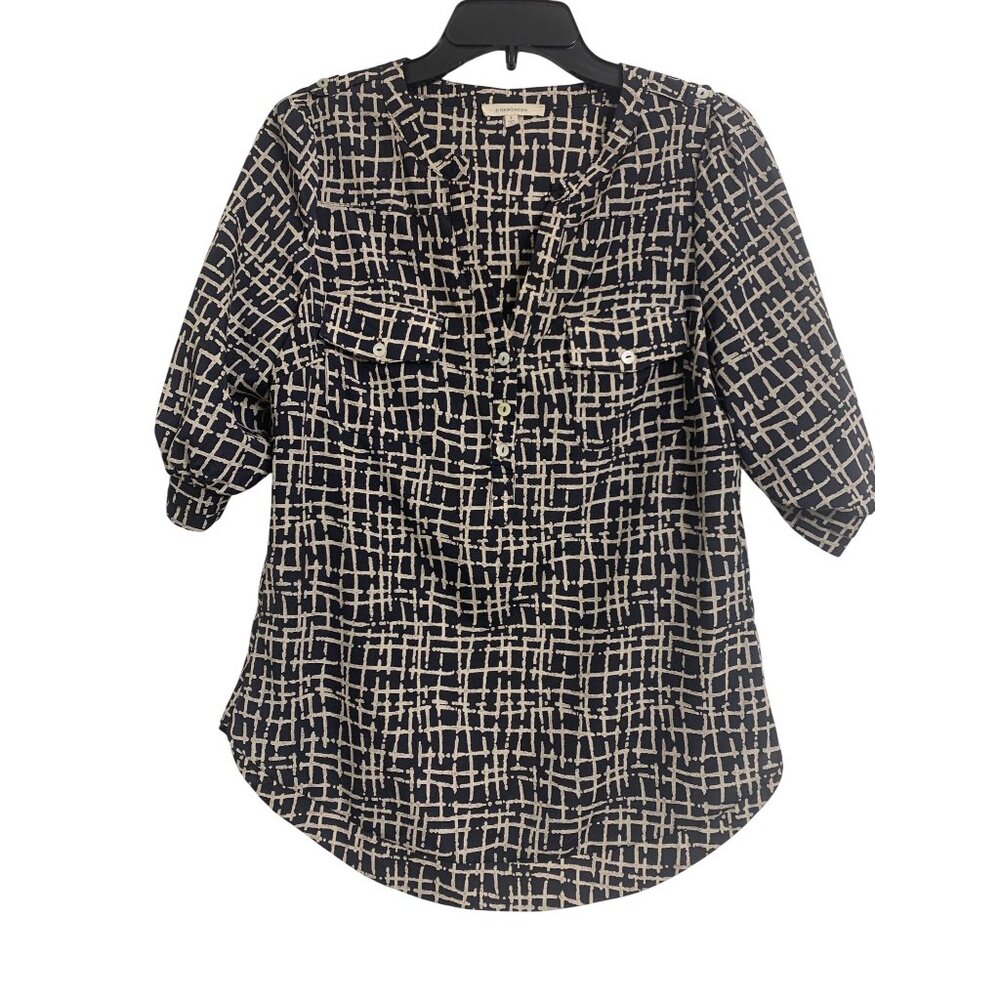 41 Hawthorn V neck Quarter Button Up Blouse Size S‎